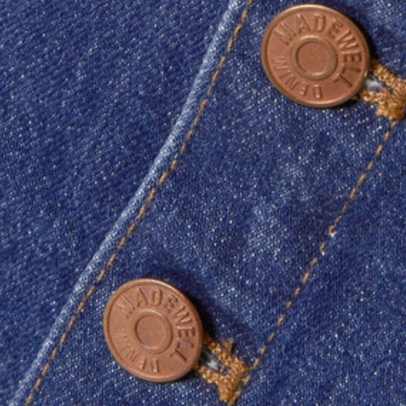 NEW🍒Madewell Button Up Stretch Denim MinI Skirt - Picture 5 of 6